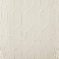 Cream Ceramic Contemporary Accent Table, 19" x 13" x 14"