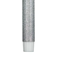 LED Flameless Flickering Taper Glittered Christmas Candles - 11" - Silver - Set 2