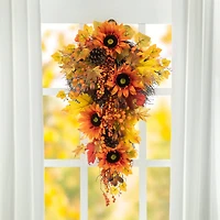 Glitzhome® 27" Fall Sunflower, Maple Leaf & Berry Swag