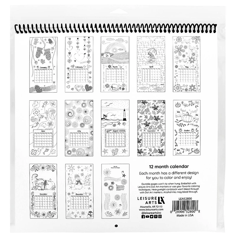 Leisure Arts® Dot Art 12'' x 12'' Calendar