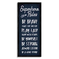 Stupell Industries Brave Superhero Rules Kid's Blue Motivational List in Frame Wall Art