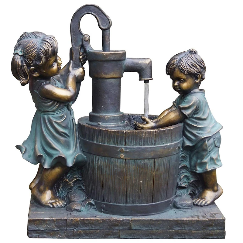 Santa's Workshop 23.5" Boy & Girl Fountain