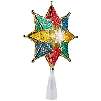8" Pre-Lit Red and Green Crystal 8-Point Star Christmas Tree Topper - Clear Lights
