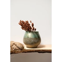 Hello Honey® 6" Iridescent Green Glaze Stoneware Planter
