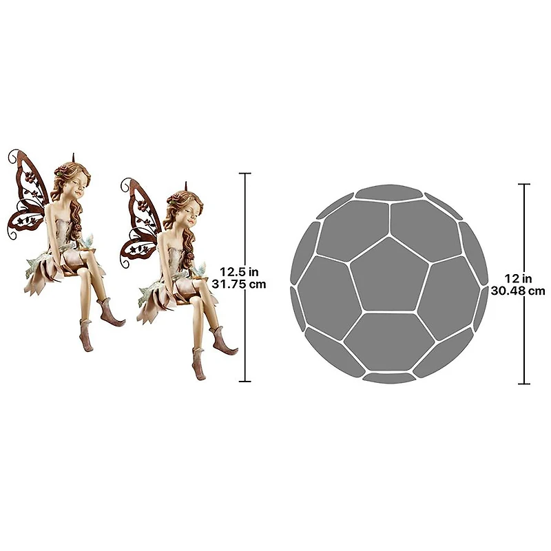 Design Toscano 12.5" Fannie the Fairy Sitting Statue, 2ct.