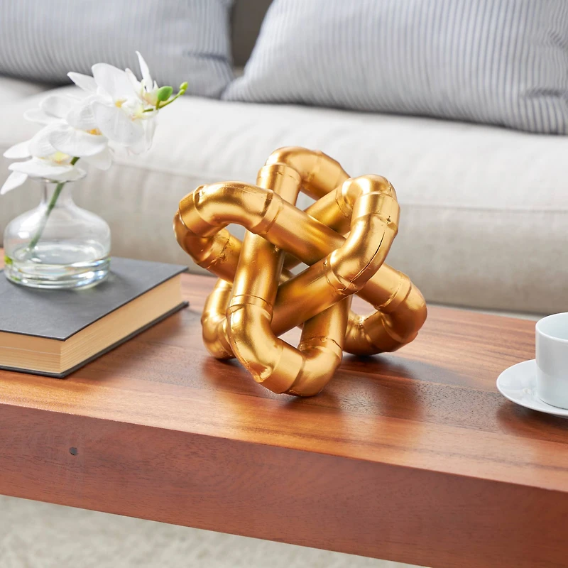 9" Gold Metal Chain Link Sculpture 