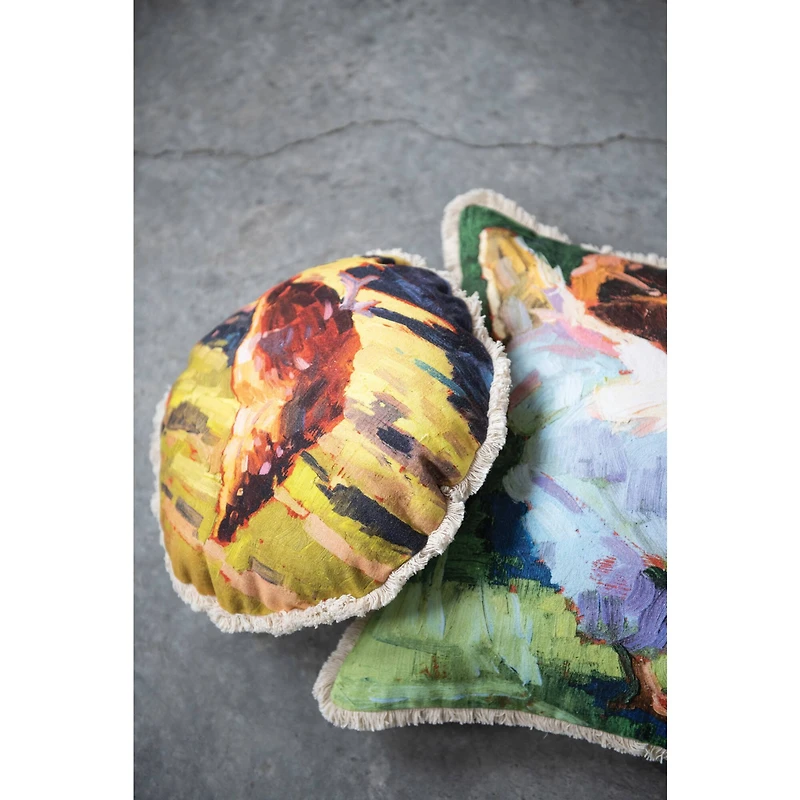 Hello Honey® Hen Print Cotton Canvas Pillow