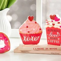 Glitzhome® Valentine's Wooden Cup Cakes & Heart Table Décor Set
