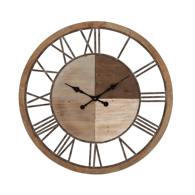 Brown Farmhouse Wood Wall Clock, 36" x 36"