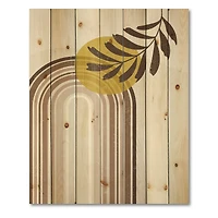 Designart - Abstract Sun and Moon With Leaf In Earth Tones