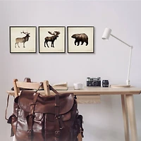 Stupell Industries Woodland Animal Silhouettes Rustic Forest Pine Tree Landscape Framed Wall Art