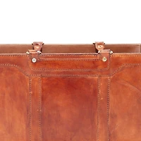 16" Brown Leather Rustic Magazine Holder