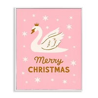 Stupell Industries Pink Swan Merry Christmas Framed Giclee Wall Art