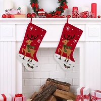 Glitzhome® 20" Red Reindeer Stockings, 2ct.