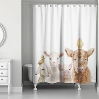 Baby Farm Animals on Slate 71" x 74" Shower Curtain