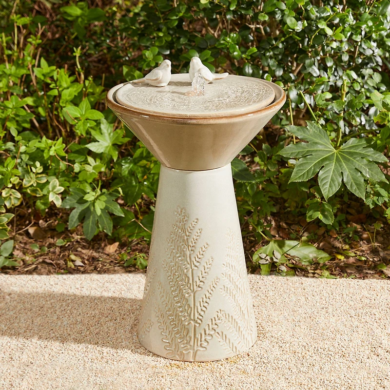 Glitzhome® 27.5" LED Bird Pedestal Ceramic Fountain