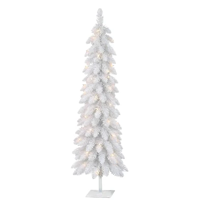 4ft. Pre-Lit White Artificial Alpine Pencil Tree, Clear Lights