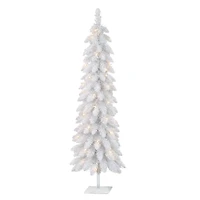 4ft. Pre-Lit White Artificial Alpine Pencil Tree, Clear Lights