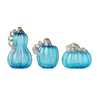 Glitzhome® Blue Glass Pumpkin Set