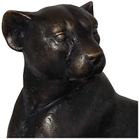13" Black Laying Leopard Sculpture