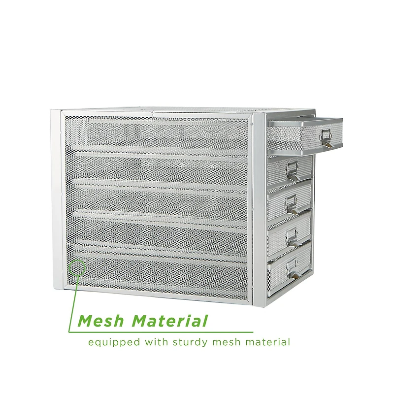 Mind Reader Silver 5 Drawer Heavy Duty Cabinet