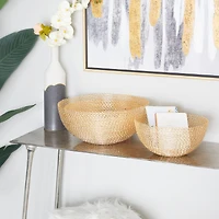 CosmoLiving by Cosmopolitan Set of 3" Gold Metal Glam Decorative Bowl, 16" x 16" x 16"