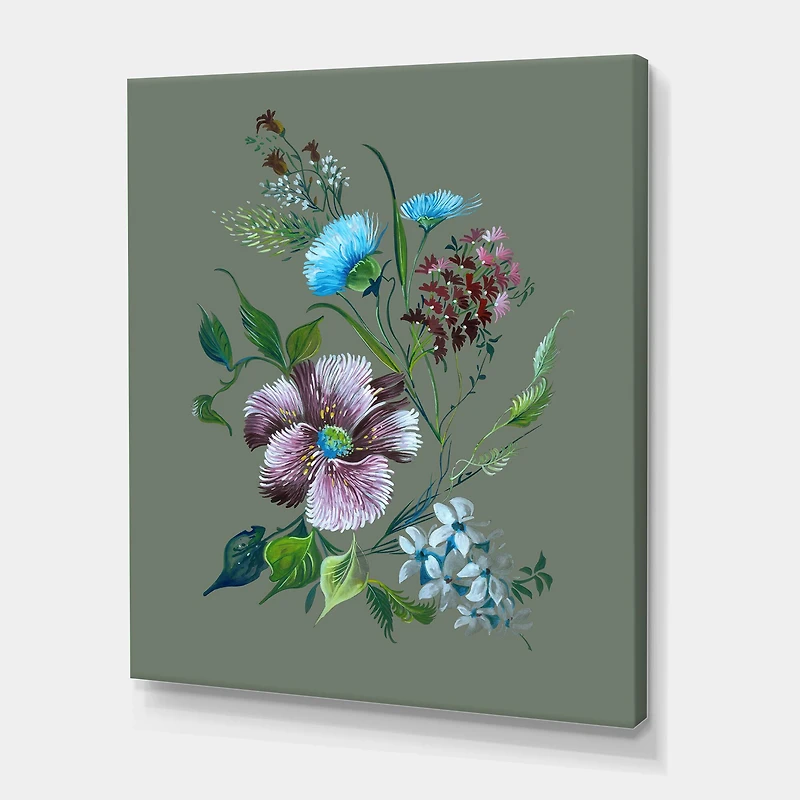 Designart - Purple and Turquoise Spring Flowers
