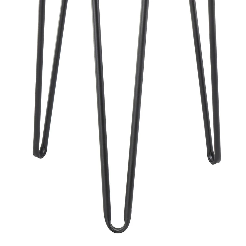 Black Metal Handmade Accent Table with Rattan Tabletop Set