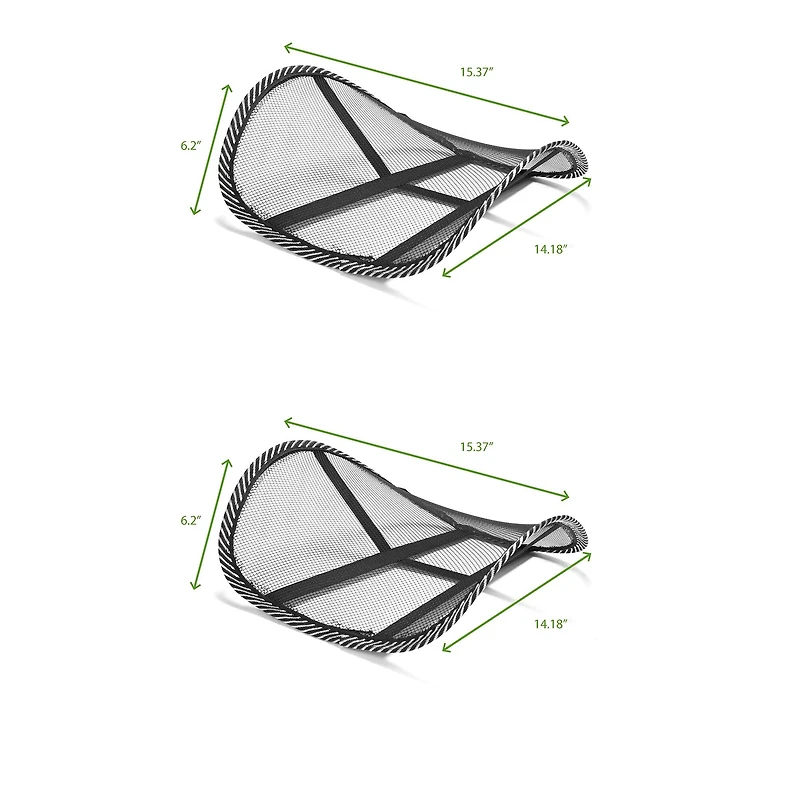 Mind Reader Black Mesh Lumbar Support Adjustable Cushion Set