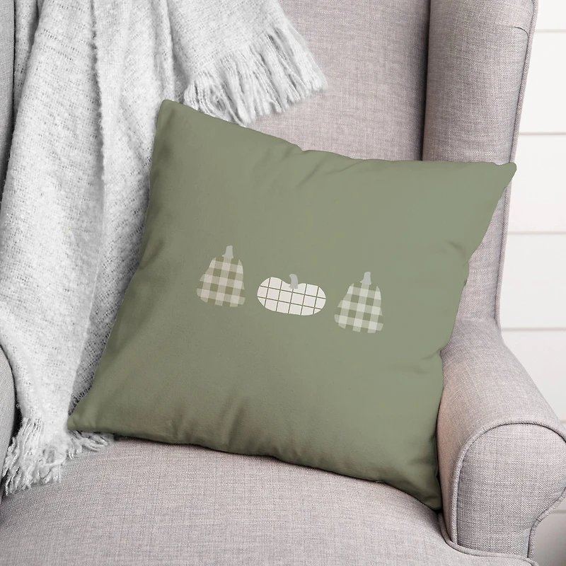 Sage Plaid Pumpkin Pillow