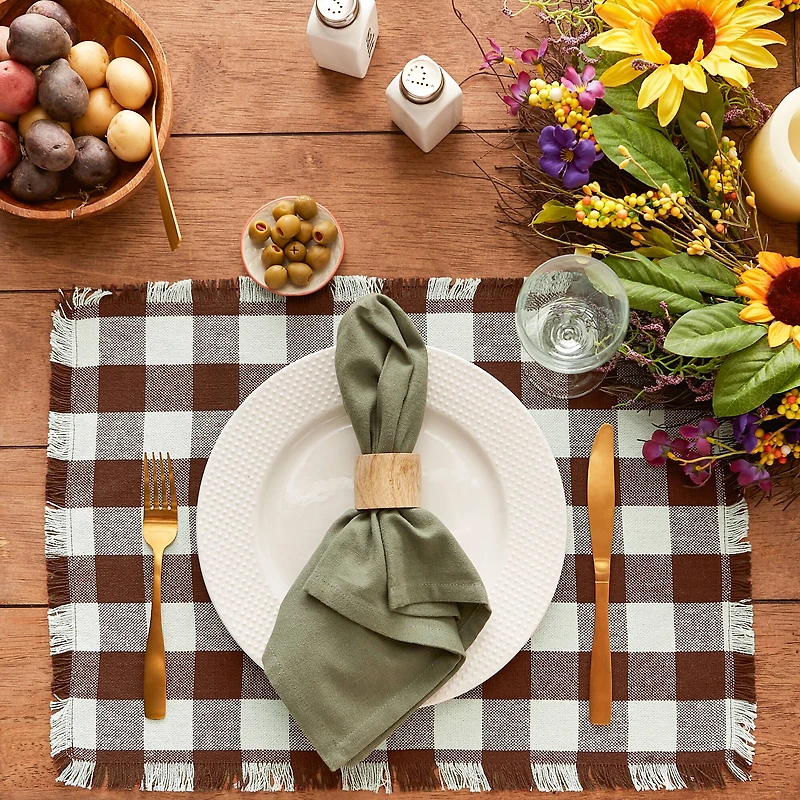 DII® Heavyweight Check Fringed Cotton Placemats