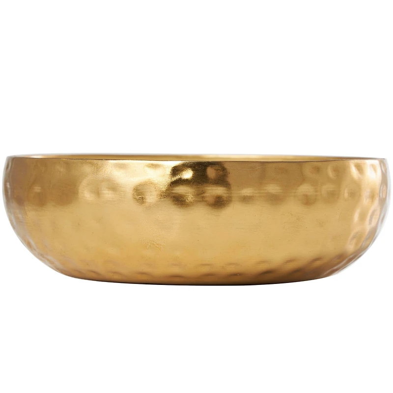 20oz. Mediterranean Fig Scented White 3 Wick Candle in Hammered Gold Bowl