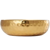 20oz. Mediterranean Fig Scented White 3 Wick Candle in Hammered Gold Bowl