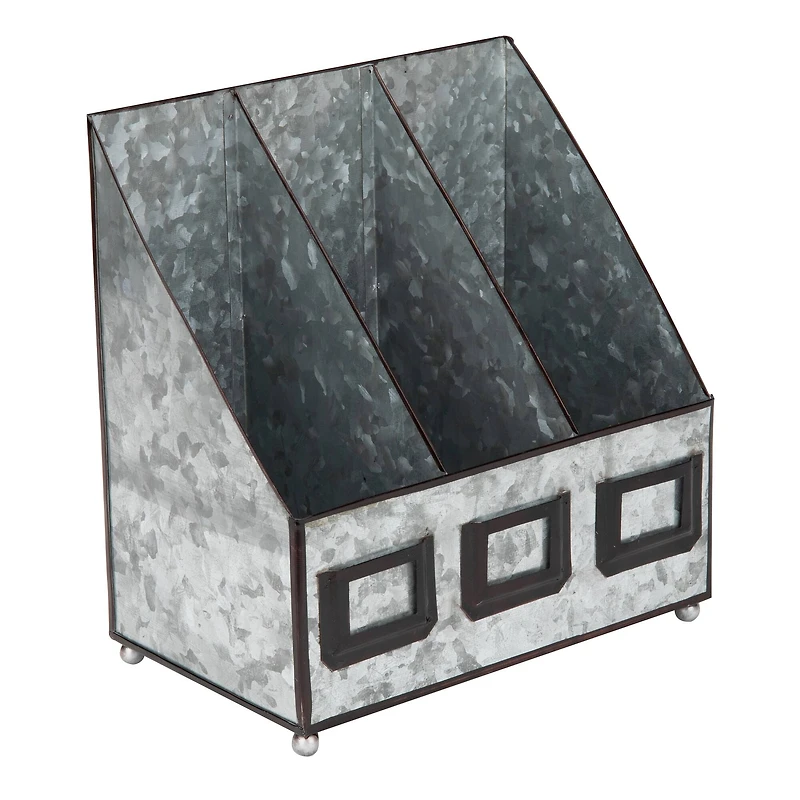 Mind Reader Silver Rustic Magazine Organizer