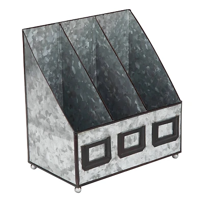 Mind Reader Silver Rustic Magazine Organizer