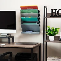 Mind Reader 5-Tier Vertical File Storage, Desktop Organizer, Wall Mount, Office, Plastic