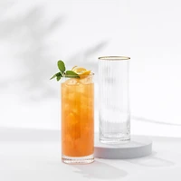 JoyJolt® Christian Siriano 16oz. Optic Gold Rim Highball Glasses, 4ct.