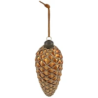 Glittered Pine Cone Glass Christmas Ornaments - 5" - Brown - 4ct