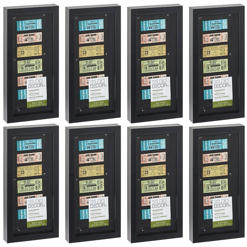 8 Pack: Black Panel 6" x 14" Shadow Box by Studio Décor®