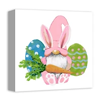 Easter Bunny Gnome 12" x 12" Canvas Wall Art