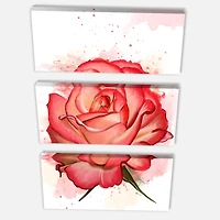 Designart - Red Rose with Splashes