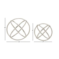 Silver Aluminum Modern Geometric Sculpture Set