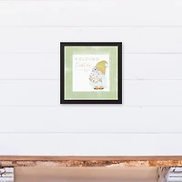 Welcome Easter Gnome 12" x 12" Black Floating Framed Canvas