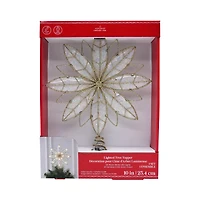 10" Iridescent & Glitter Gold Snowflake Lighted Tree Topper by Ashland®
