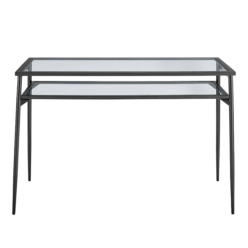 Walker Edison 48" Black Two Tier Glass & Metal Desk
