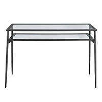 Walker Edison 48" Black Two Tier Glass & Metal Desk