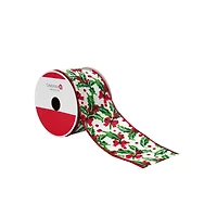 2.5" x 20ft. Holly & Bows Wired Ribbon by Celebrate It®