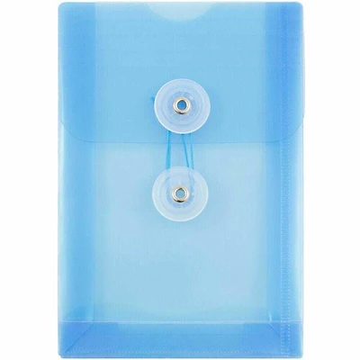 JAM Paper 4.25" x 6.25" Open End Plastic Envelopes with Button and String Closure