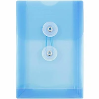 JAM Paper 4.25" x 6.25" Open End Plastic Envelopes with Button and String Closure