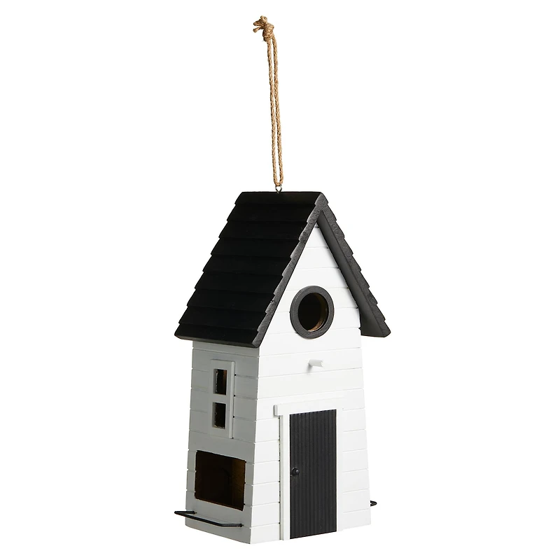 Glitzhome® 14.25" Modern White Wood Garden Birdhouse